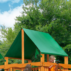 Chateau w/ Amber Posts and Deluxe Green Vinyl Canopy