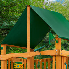 Mountaineer w/ Amber Posts and Sunbrella® Canvas Forest Green Canopy