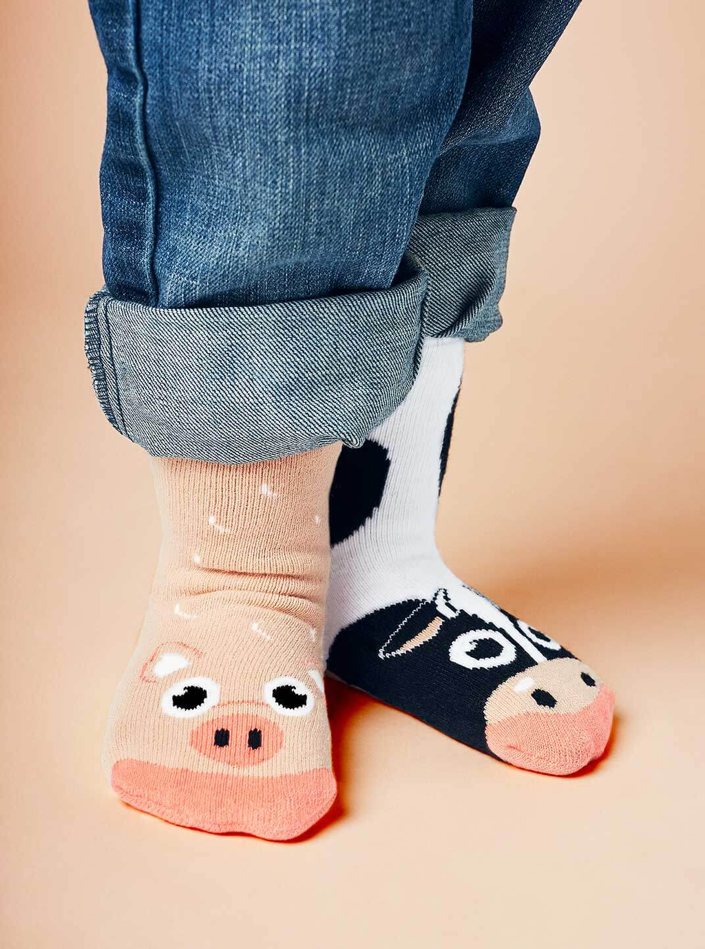 Pals Socks - Cow & Pig | Kids Socks | Mismatched Crazy Fun Socks