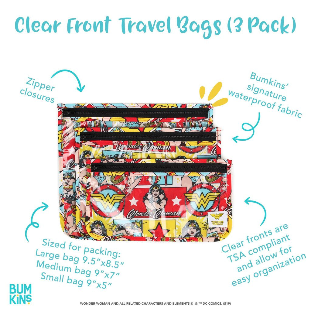 DC Comics Clear Travel Bag 3 Pack: Wonder Woman
