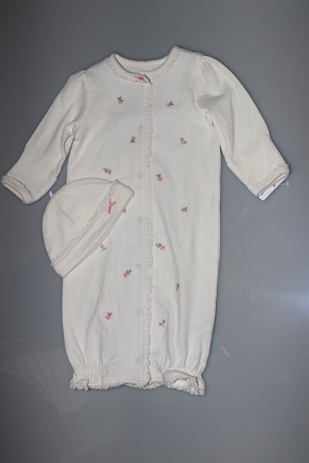Chateau Rose Infant Gown & Hat 2pc Set