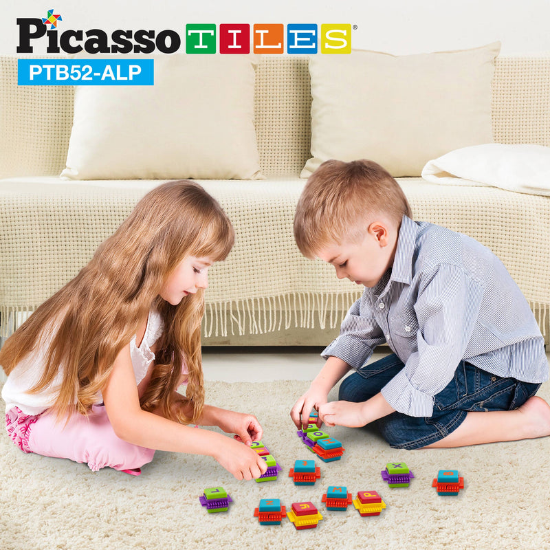 PicassoTiles - 52pc Bristle Alphabet Set