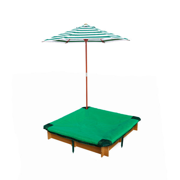 Interlocking Sandbox with Cover and Umbrella